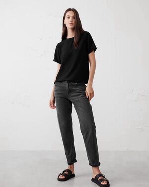 Banana Republic Blouse Womens Small NEW Black Classic Crew-Neck Keyhole Shirt